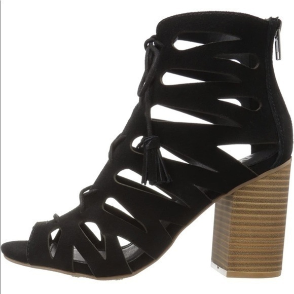 MIA Black Cara Gladiator Huarache Suede Sandals Size 8.5M - Picture 2 of 4